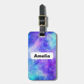 Étiquette À Bagage Espace de galaxie violet et bleu Abstrait (Devant Vertical)