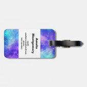 Étiquette À Bagage Espace de galaxie violet et bleu Abstrait (Dos horizontal)