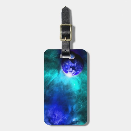 Étiquette À Bagage Espace Lune Bleue (Devant Vertical)