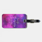 Étiquette À Bagage Espace rose & violet & Étoiles Faux Galaxy (Dos horizontal)