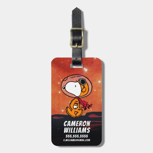Étiquette À Bagage ESPACE | Snoopy Geometry Moon Walk (Devant Vertical)