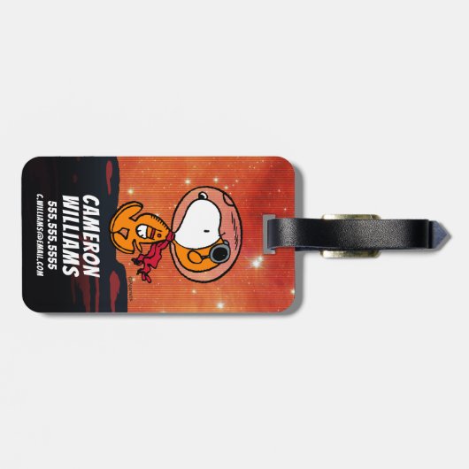 Étiquette À Bagage ESPACE | Snoopy Geometry Moon Walk (Dos horizontal)