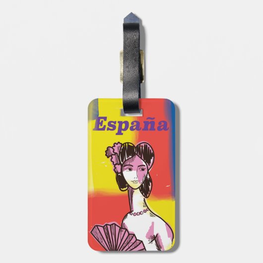 Étiquette À Bagage Espagne, affiche de vacances espagnole. (Dos Vertical)