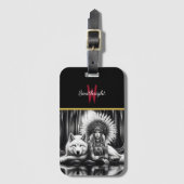 Étiquette À Bagage Esprit gardien : Femme et Loup (Devant Vertical)