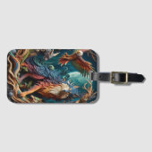 Étiquette À Bagage Esprit sauvage : Loup et oiseaux (Devant Horizontal)