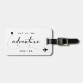 Étiquette À Bagage Et ainsi commence l'aventure Noir et Blanc  (Devant horizontal)