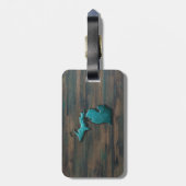 Étiquette À Bagage État du Michigan Turquoise (Dos Vertical)