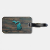 Étiquette À Bagage État du Michigan Turquoise (Dos horizontal)