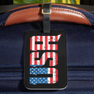 Étiquette À Bagage États-Unis patriotiques en rouge, blanc et bleu