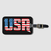 Étiquette À Bagage États-Unis patriotiques en rouge, blanc et bleu (Devant Horizontal)