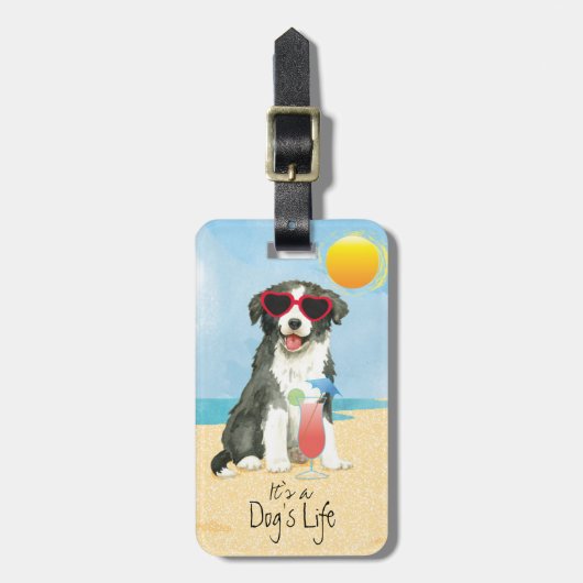 Étiquette À Bagage Été Bordure Collie Bagage Balise (Devant Vertical)