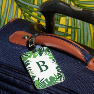Étiquette À Bagage Été jungle tropicale palmier monstère feuille mono