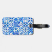 Étiquette À Bagage Eté majolica bleu Sicilienne agrumes méditerranéen (Dos horizontal)