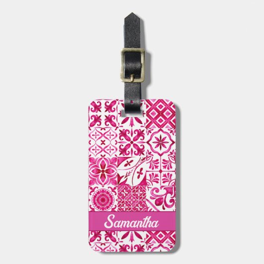 Étiquette À Bagage Eté majolica rouge Sicilienne Méditerranée (Devant Vertical)