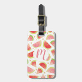Étiquette À Bagage Eté Watermelon Slices & Gold Heart Motif (Devant Vertical)