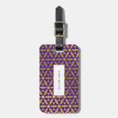 Étiquette À Bagage Ethnic Marocain violet et Motif d'or (Devant Vertical)