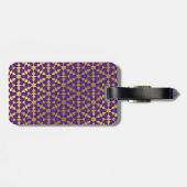 Étiquette À Bagage Ethnic Marocain violet et Motif d'or (Dos horizontal)