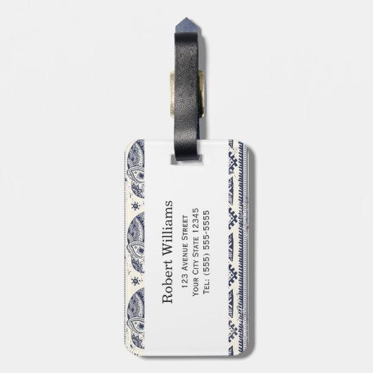 Étiquette À Bagage Ethnic Tribal Aztec Elephant Pattern (Dos Vertical)