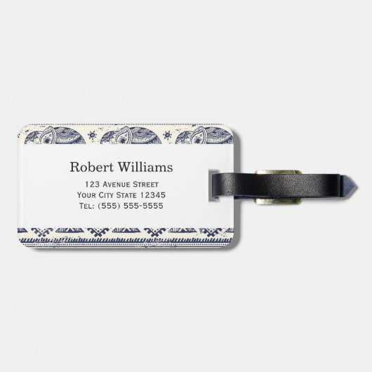 Étiquette À Bagage Ethnic Tribal Aztec Elephant Pattern (Dos horizontal)