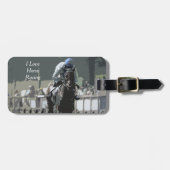 Étiquette À Bagage Étiquette À Cheval Avec Jockey En Bagage Bleu (Devant horizontal)