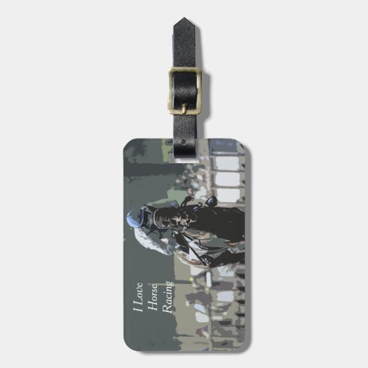 Étiquette À Bagage Étiquette À Cheval Avec Jockey En Bagage Bleu (Devant Vertical)