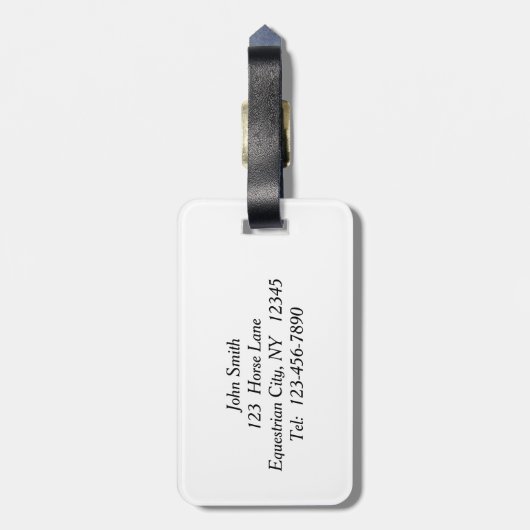 Étiquette À Bagage Étiquette À Cheval Avec Jockey En Bagage Bleu (Dos Vertical)