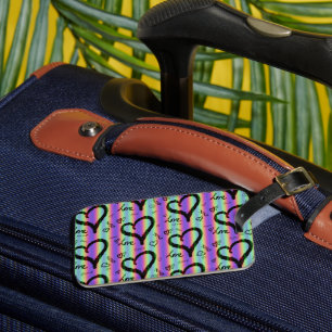 Étiquette À Bagage Étiquette Aimer Xoxo Coeur Stripe Bagage