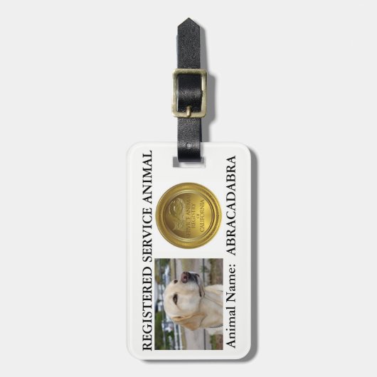 Étiquette À Bagage Étiquette animale enregistrée de service (avec (Devant Vertical)