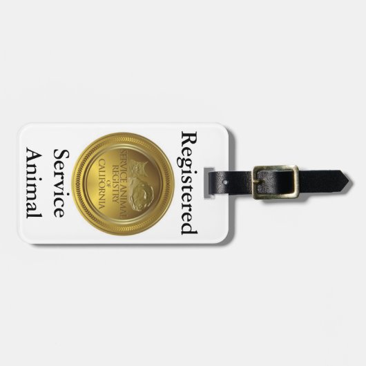 Étiquette À Bagage Étiquette animale enregistrée de service (taille (Devant horizontal)