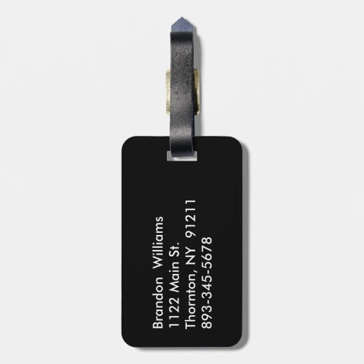 Étiquette À Bagage Étiquette Argent rayé M. Bagage (Dos Vertical)