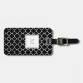 Étiquette À Bagage Étiquette argentée et noire de bagage de (Devant horizontal)