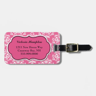 Étiquette À Bagage Étiquette assez rose et blanche de bagage de