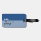 Étiquette À Bagage Étiquette bleue chic personnalisée de bagage de (Dos horizontal)