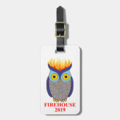 Étiquette À Bagage Étiquette bleue de bagage de hibou de FH (Devant Vertical)