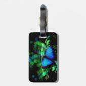 Étiquette À Bagage Étiquette bleue de bagage de papillon avec le (Dos Vertical)