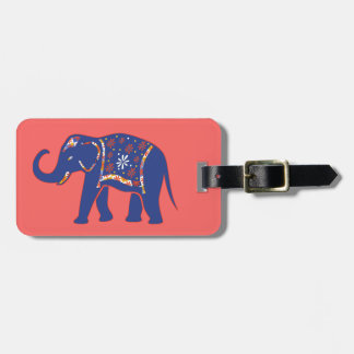 Étiquette À Bagage Étiquette bleue de bagage d'éléphant