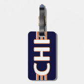 Étiquette À Bagage Étiquette bleue et orange de Chicago de bagage (Dos Vertical)