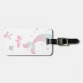 Étiquette À Bagage Étiquette bleue rose de bagage de filles de queue (Devant horizontal)