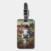 Étiquette À Bagage Étiquette Curious Cow & Barn Custom Luggage (Devant Vertical)
