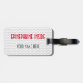 Étiquette À Bagage Étiquette d'alerte d'allergie d'adrénaline pour la (Dos horizontal)