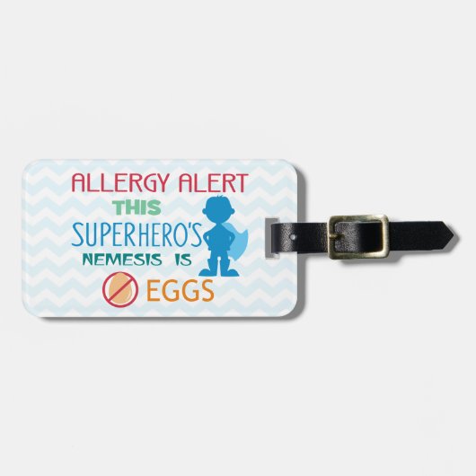 Étiquette À Bagage Étiquette d'alerte de super héros d'allergie (Devant horizontal)