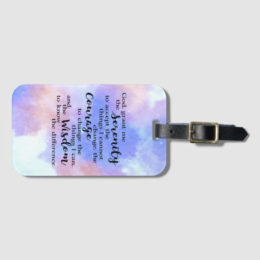 Étiquette À Bagage Étiquette d'aquarelle de prière de sérénité (Devant Horizontal)