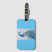 Étiquette À Bagage Étiquette de bagage à l'aquarelle oiseau paon bleu (Devant Vertical)