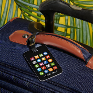 Étiquette À Bagage Étiquette de bagage amusante avec icônes d'applica