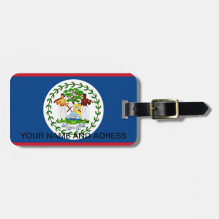 Étiquette À Bagage Étiquette de bagage avec le drapeau de Belize