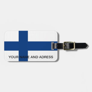 Étiquette À Bagage Étiquette de bagage avec le drapeau de la Finlande
