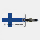 Étiquette À Bagage Étiquette de bagage avec le drapeau de la Finlande (Dos horizontal)