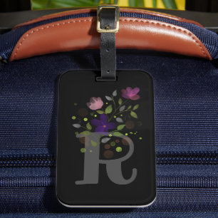 Étiquette À Bagage Étiquette de bagage avec lettre initiale R et moti