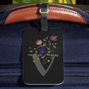 Étiquette À Bagage Étiquette de bagage avec lettre initiale V et moti