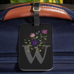 Étiquette À Bagage Étiquette de bagage avec lettre initiale W et moti